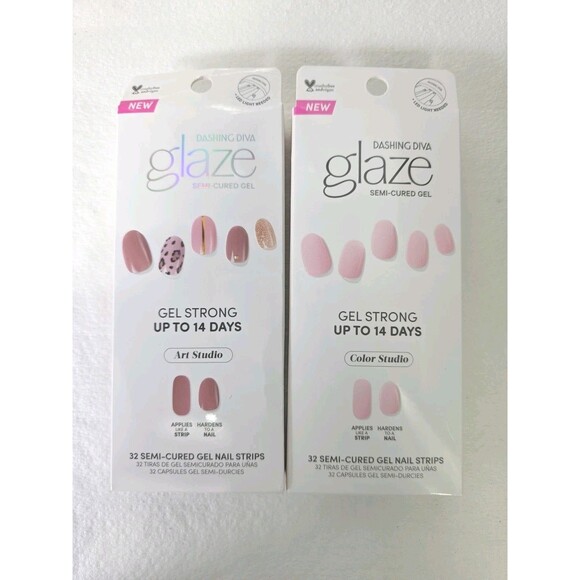 2 Piece Bundle Dashing Diva Glaze 34 Each SEMI-CURED GEL Nail Strips - Picture 1 of 4